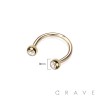 14Kt GOLD INTERNALLY THREADED HORSESHOE WITH PRESS FIT GEM